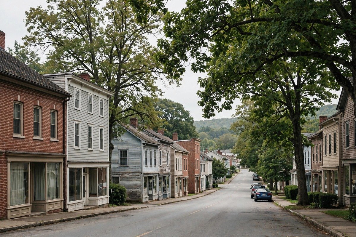 Skyline and neighborhoods of Adamstown, Pennsylvania