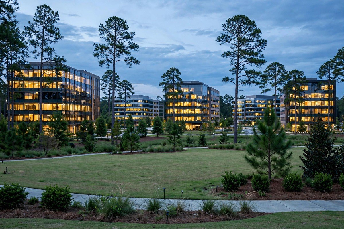 Skyline and neighborhoods of Alpharetta, Georgia
