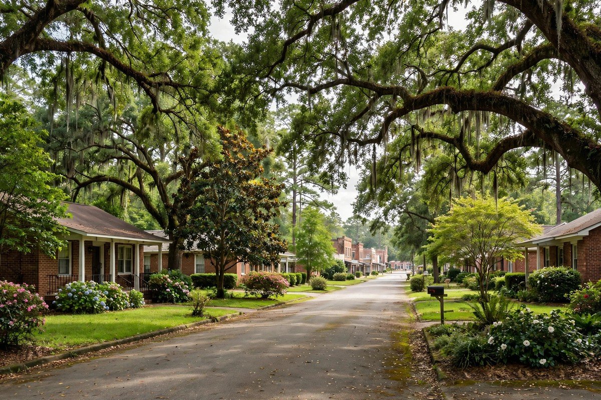 Skyline and neighborhoods of Austell, Georgia
