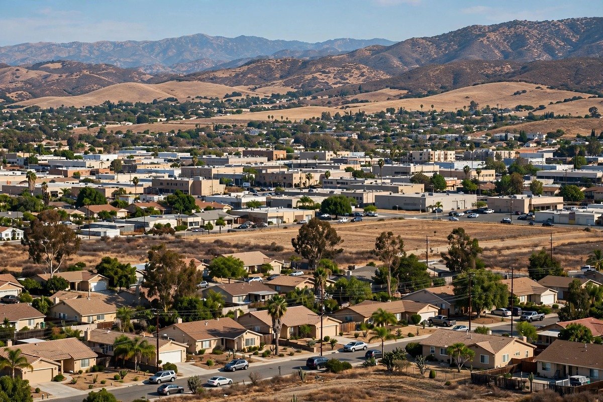 Bloomington California skyline, slab leak service area