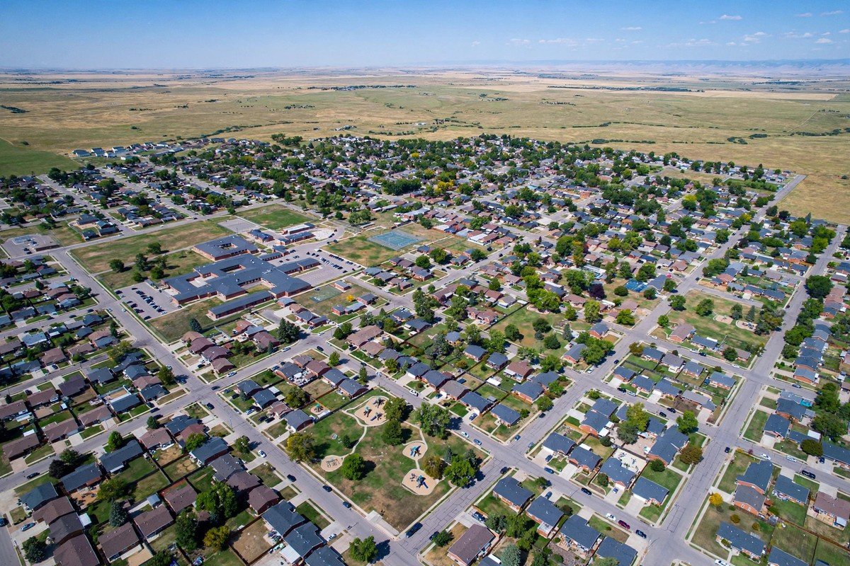 Skyline and neighborhoods of Brighton, Colorado