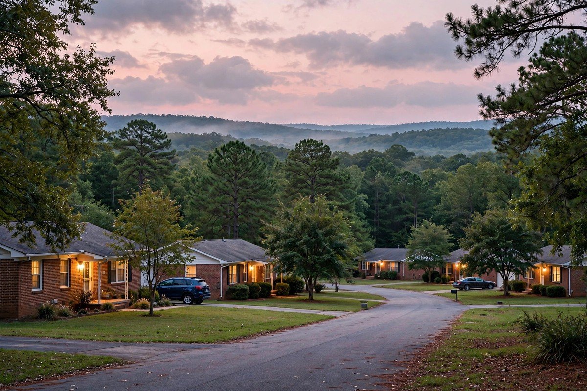 Skyline and neighborhoods of Cartersville, Georgia