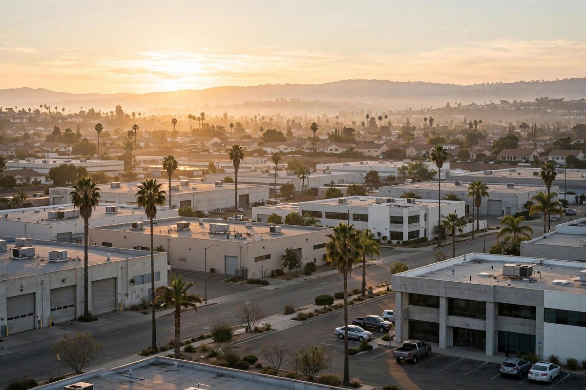 Skyline and neighborhoods of City Of Industry, California