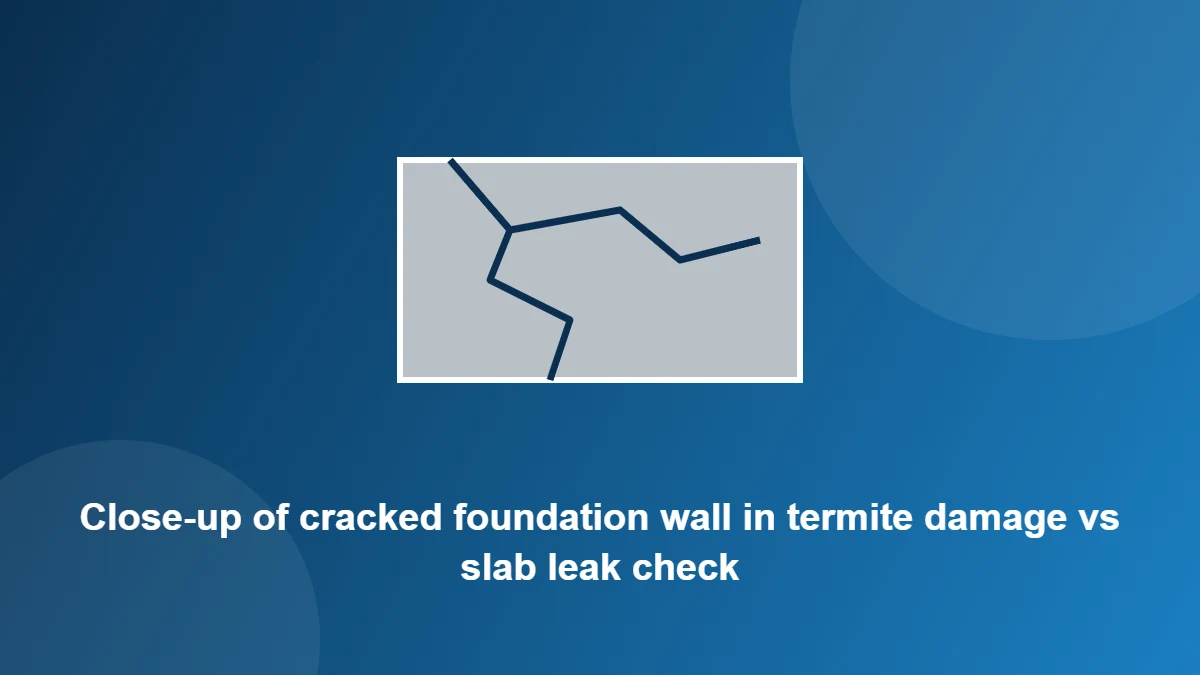 Illustration: Close-up of cracked foundation wall in termite damage vs slab leak check