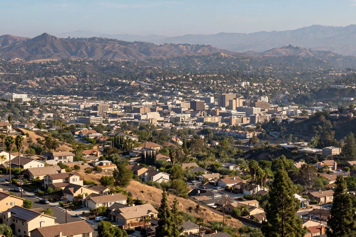 Crestline city skyline, slab leak service area