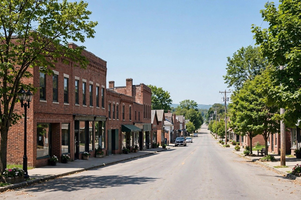 Skyline and neighborhoods of Denver, Pennsylvania