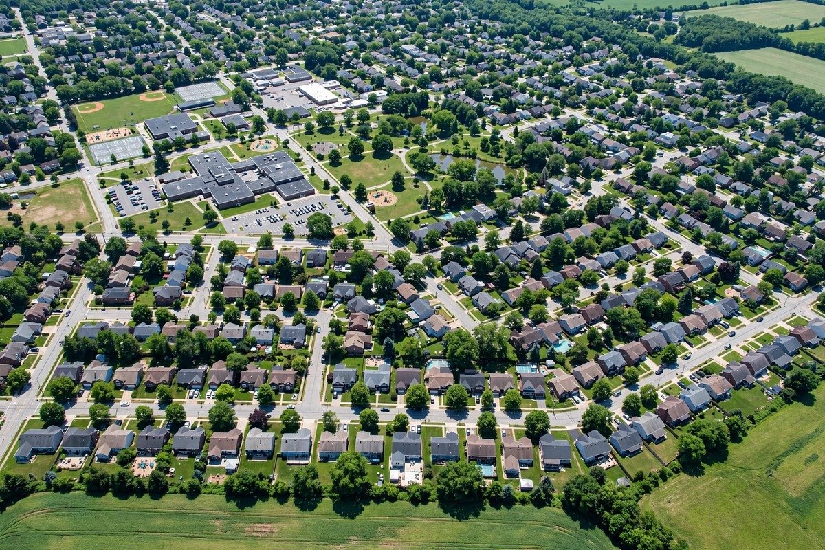 Skyline and neighborhoods of Dover, Pennsylvania