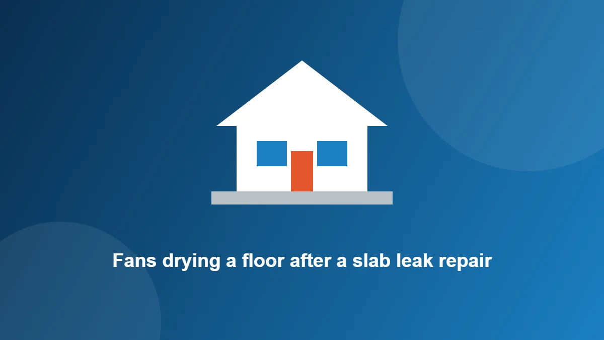 Illustration: Fans drying a floor after a slab leak repair