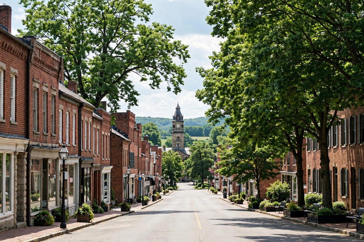 Skyline and neighborhoods of East Berlin, Pennsylvania