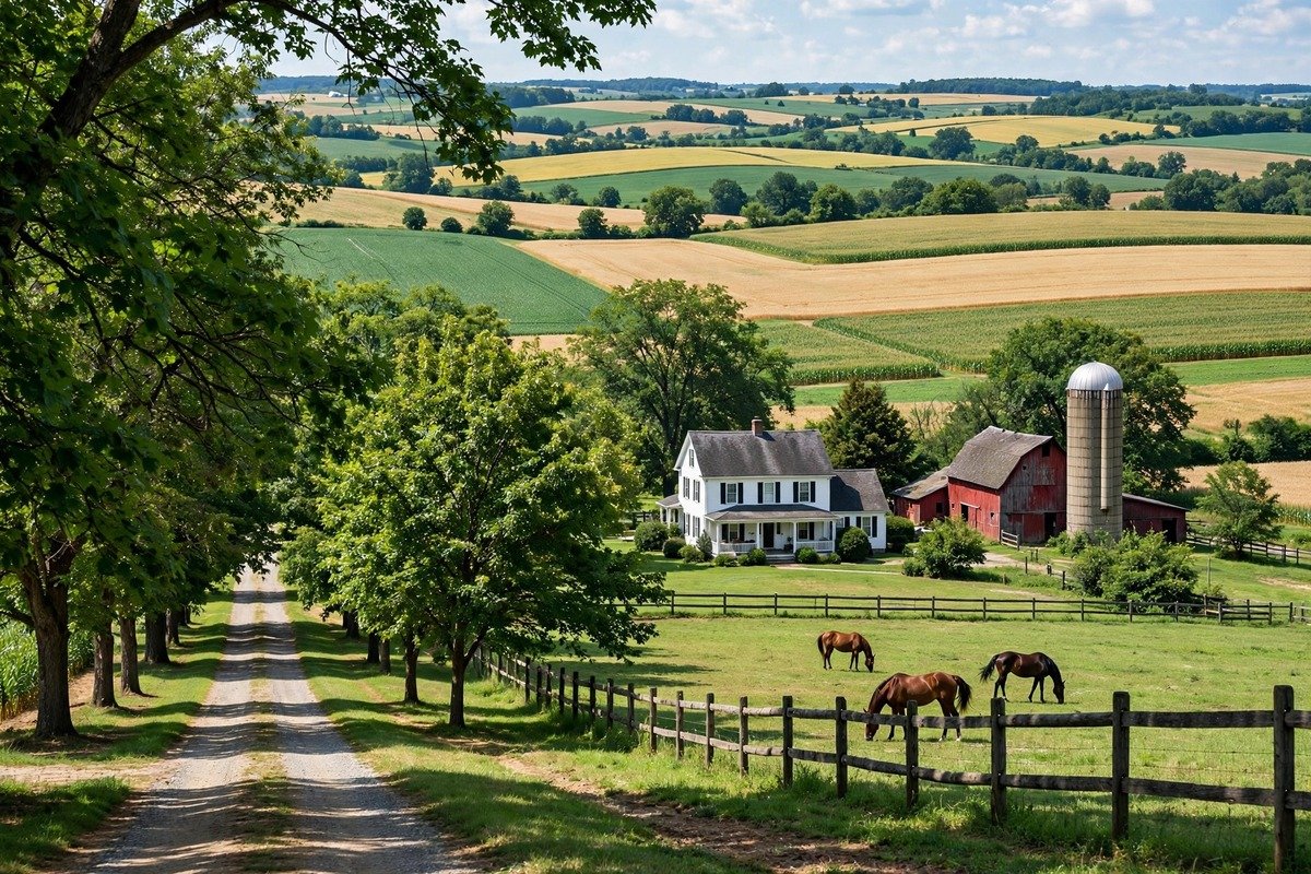 Skyline and neighborhoods of East Earl, Pennsylvania