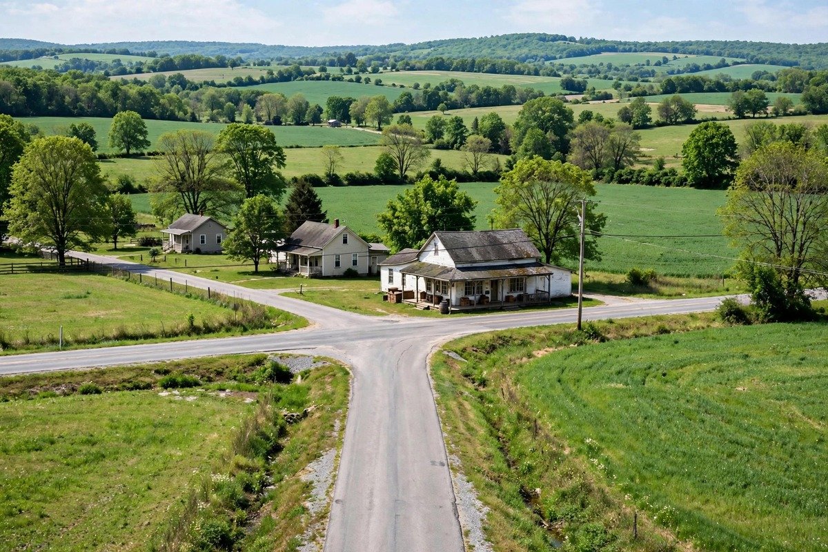 Skyline and neighborhoods of Elm, Pennsylvania