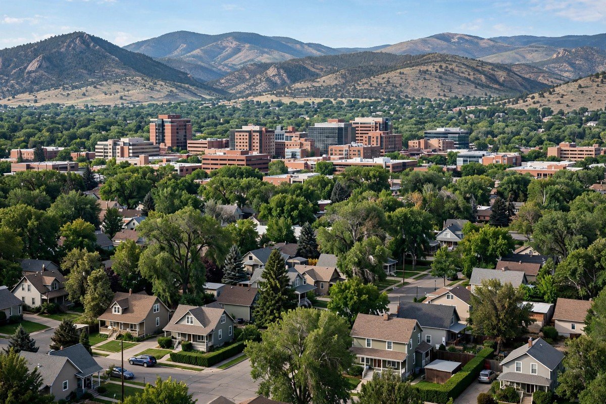 Skyline and neighborhoods of Fort Collins, Colorado