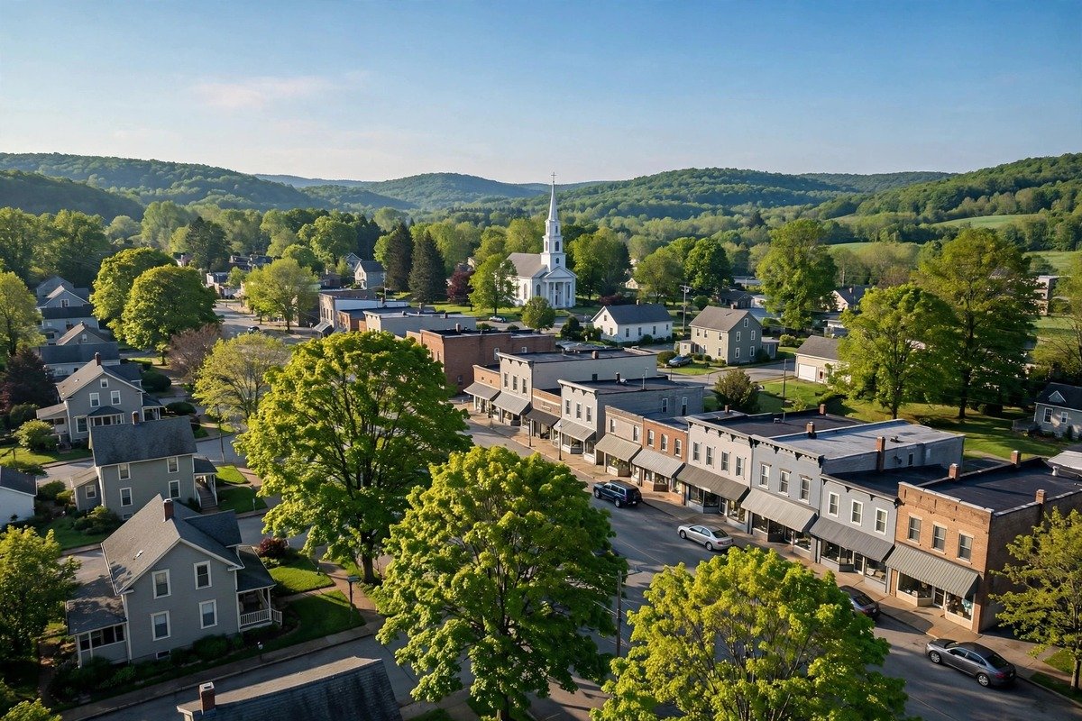 Skyline and neighborhoods of Fredericksburg, Pennsylvania