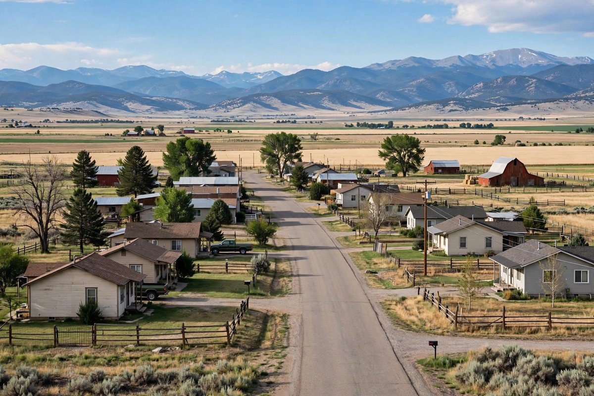 Skyline and neighborhoods of Gilcrest, Colorado