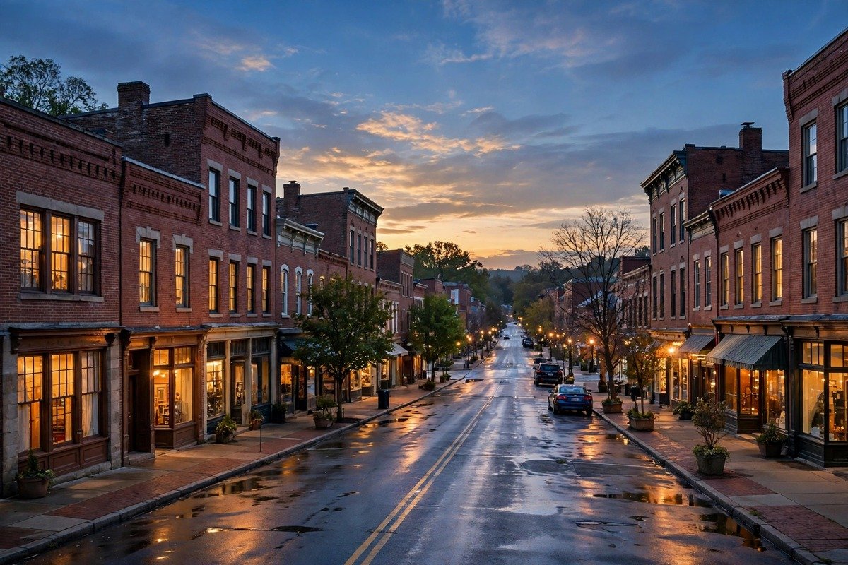 Skyline and neighborhoods of Glen Rock, Pennsylvania