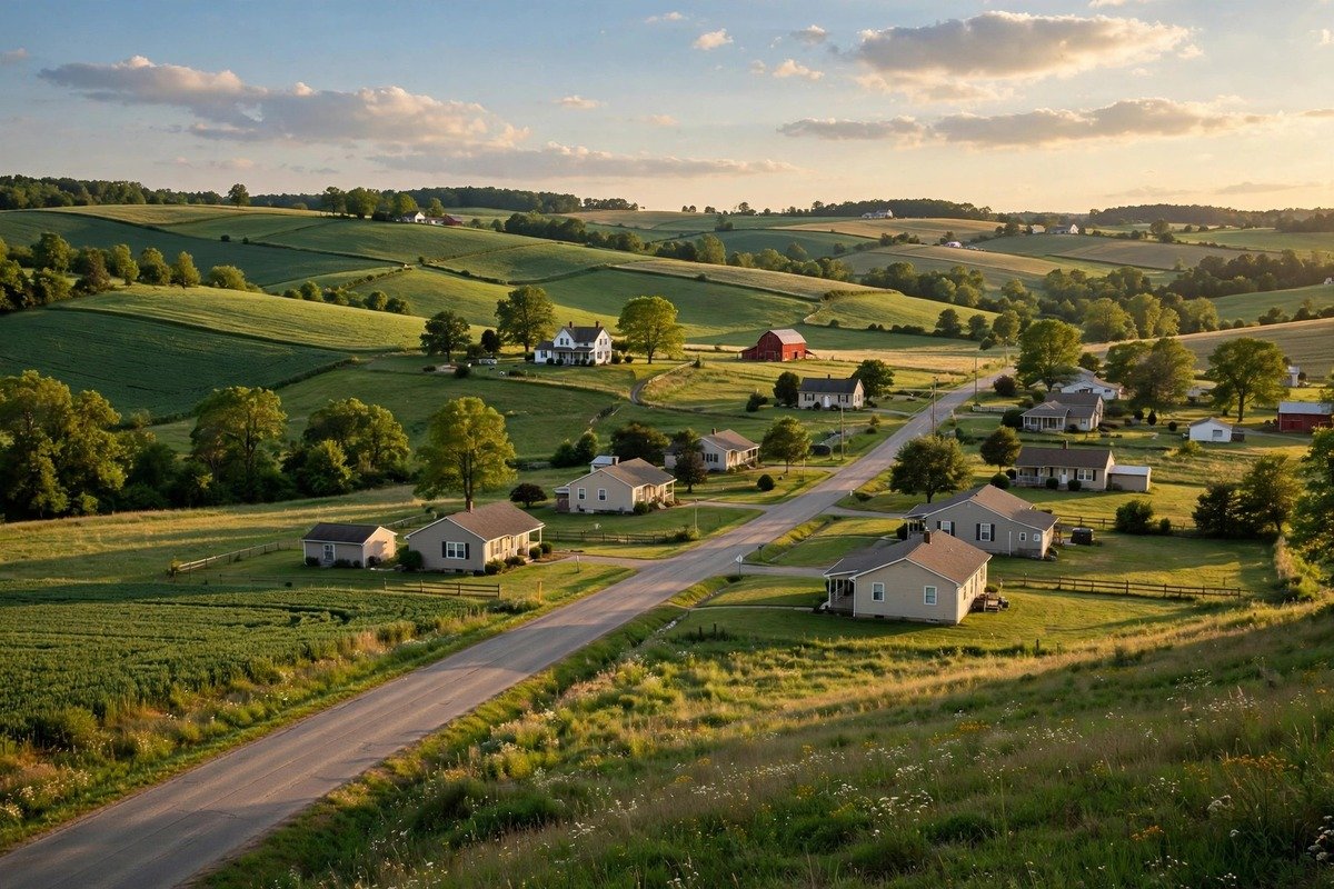 Skyline and neighborhoods of Goodville, Pennsylvania