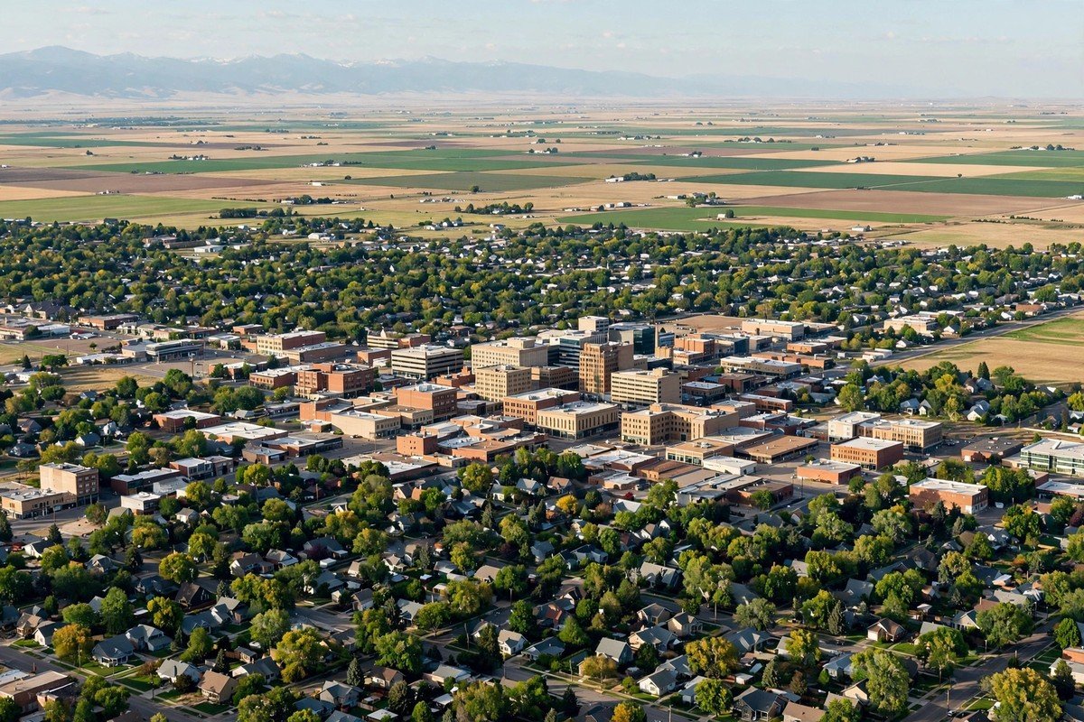 Skyline and neighborhoods of Greeley, Colorado