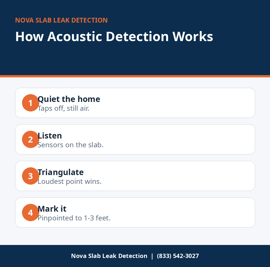How acoustic leak detection finds slab leaks by sound