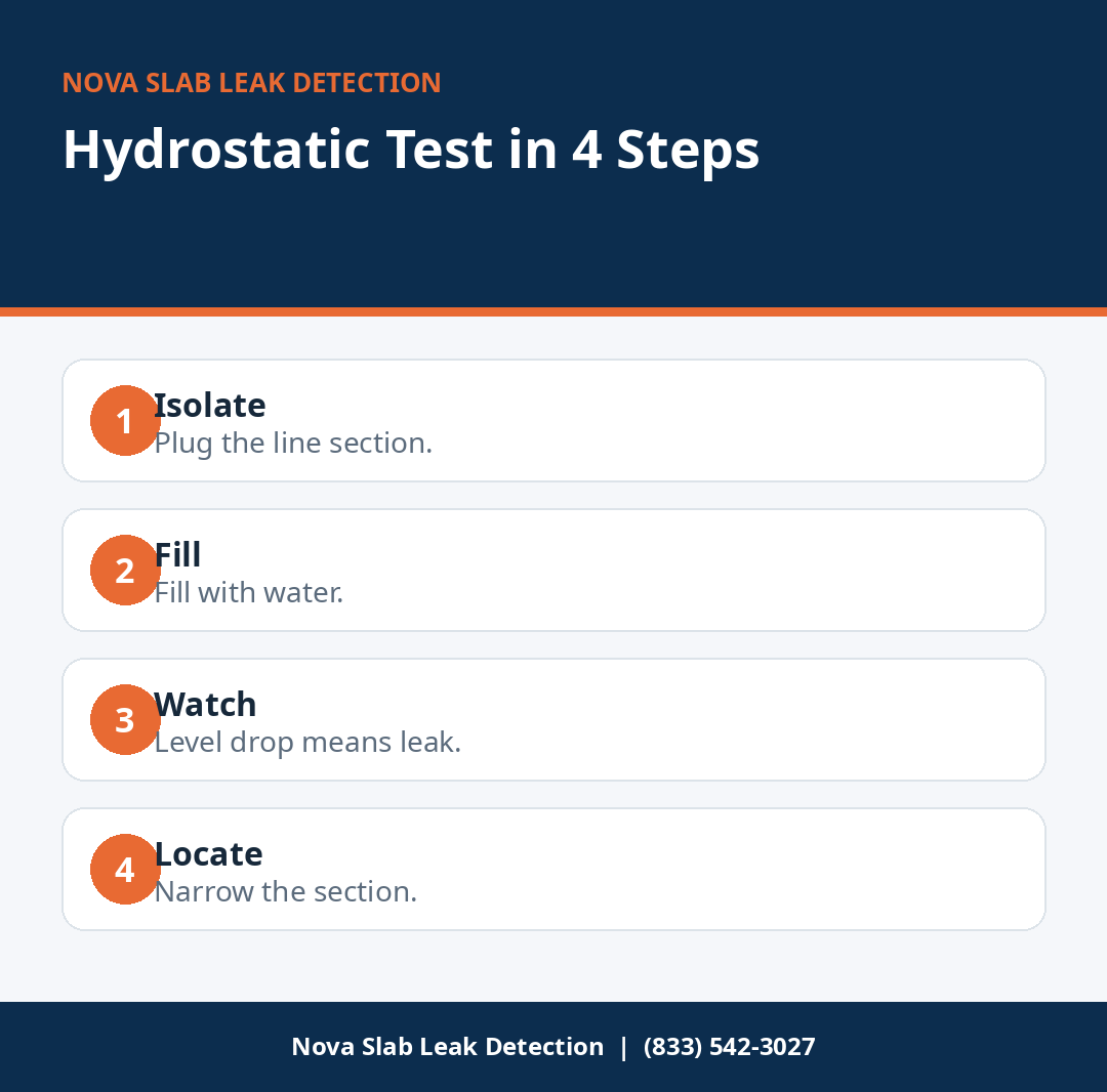 Hydrostatic testing for slab leaks in 4 steps