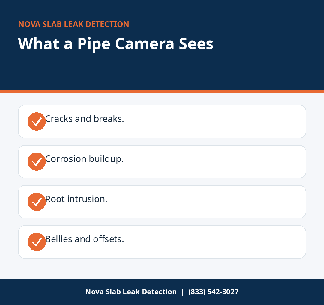 What a video pipe inspection camera sees inside pipes