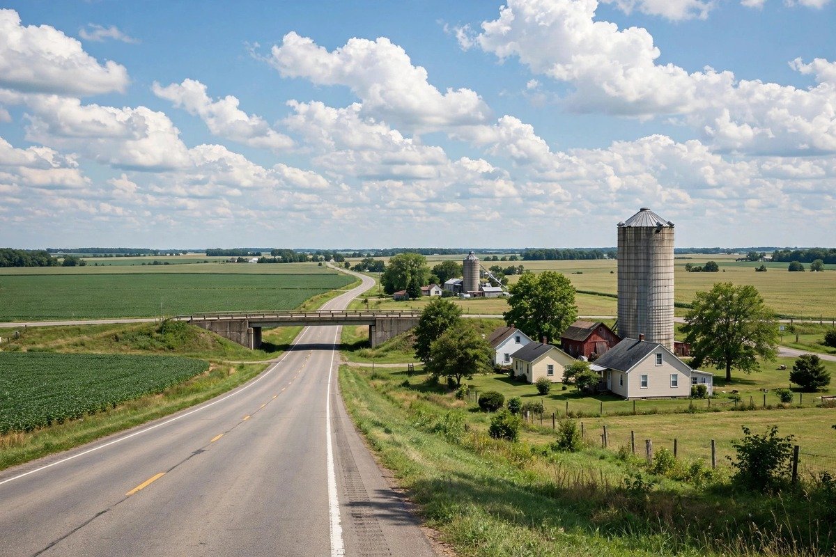 Skyline and neighborhoods of Kinzers, Pennsylvania