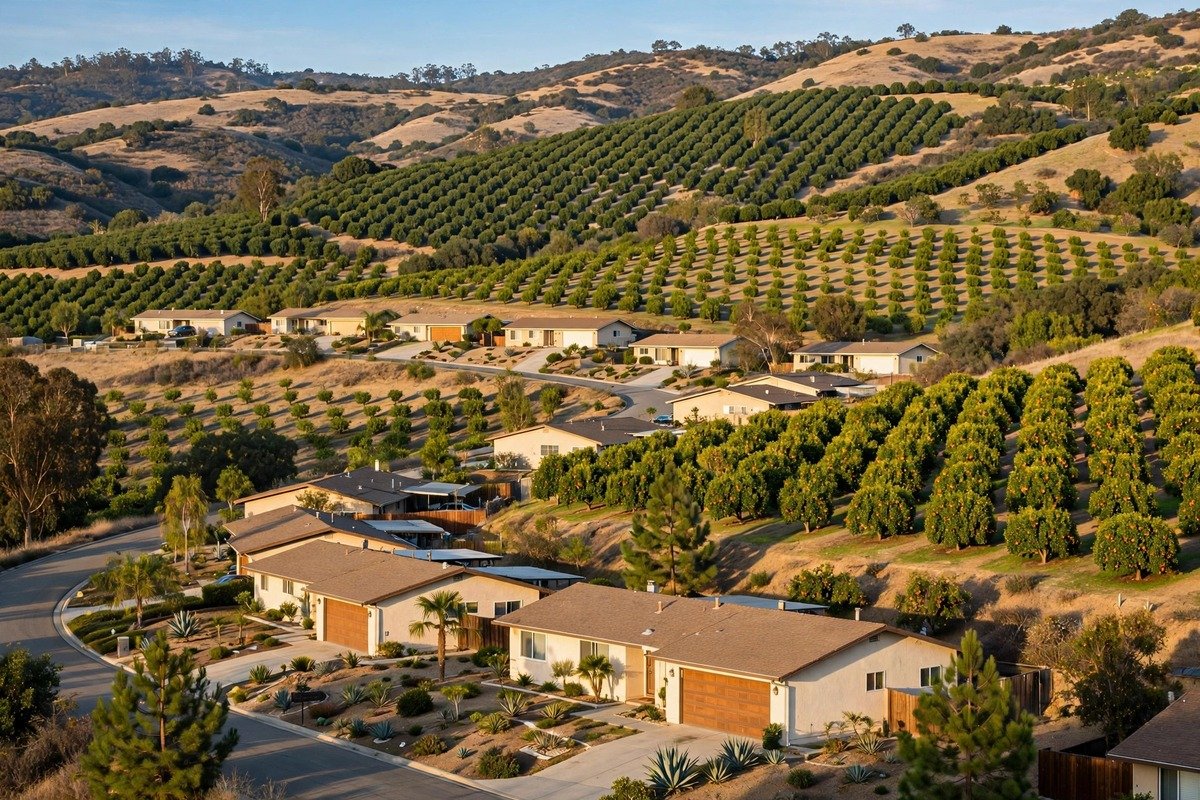 Skyline and neighborhoods of La Habra, California