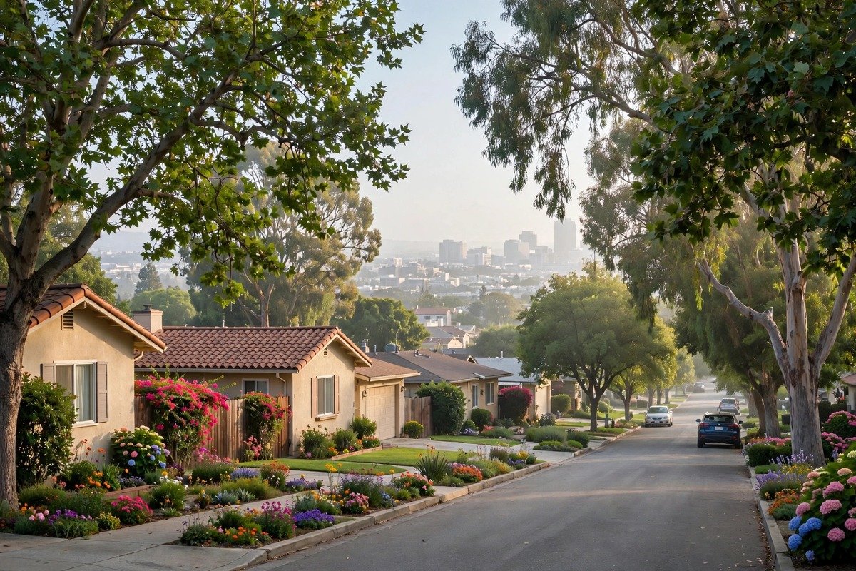 Skyline and neighborhoods of La Palma, California