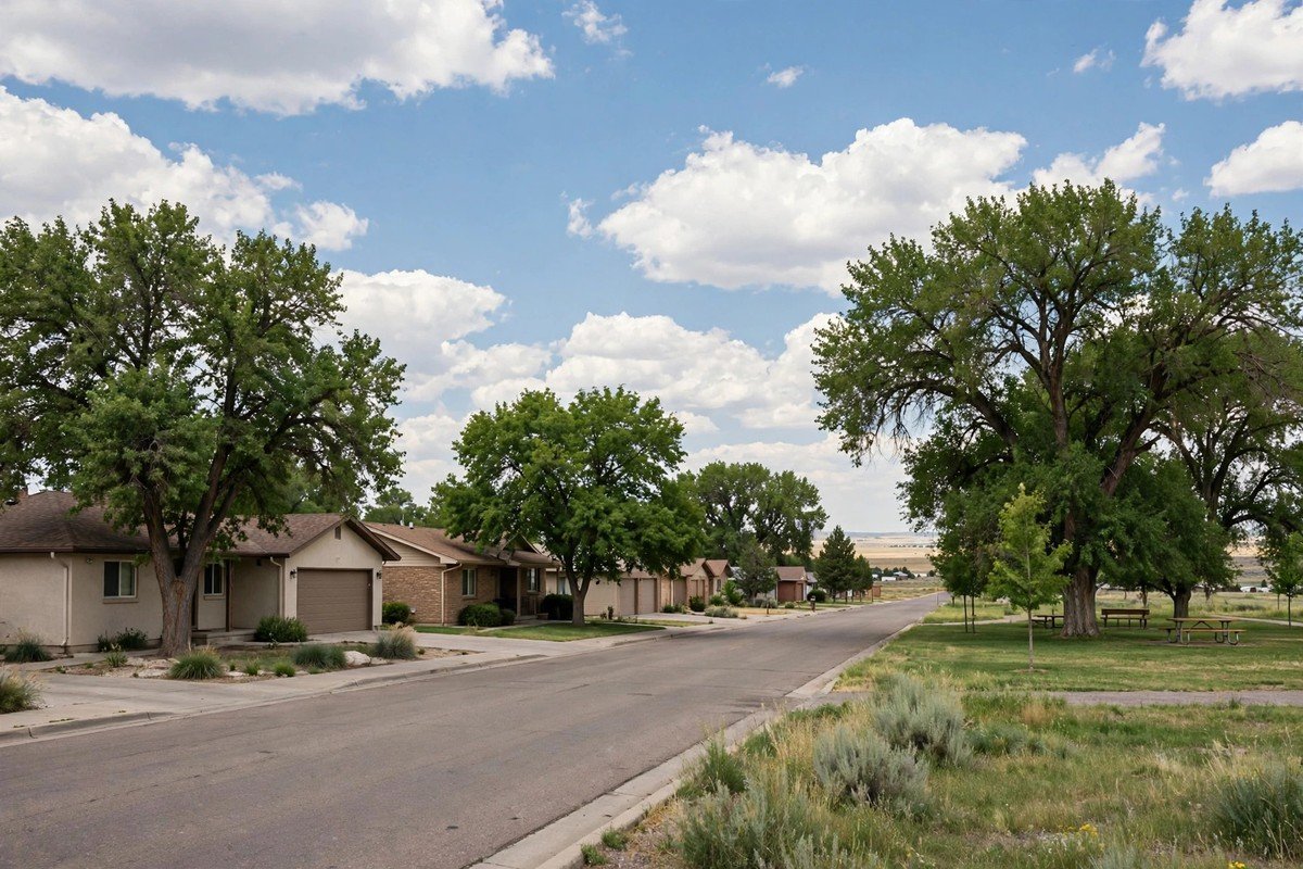 Skyline and neighborhoods of La Salle, Colorado