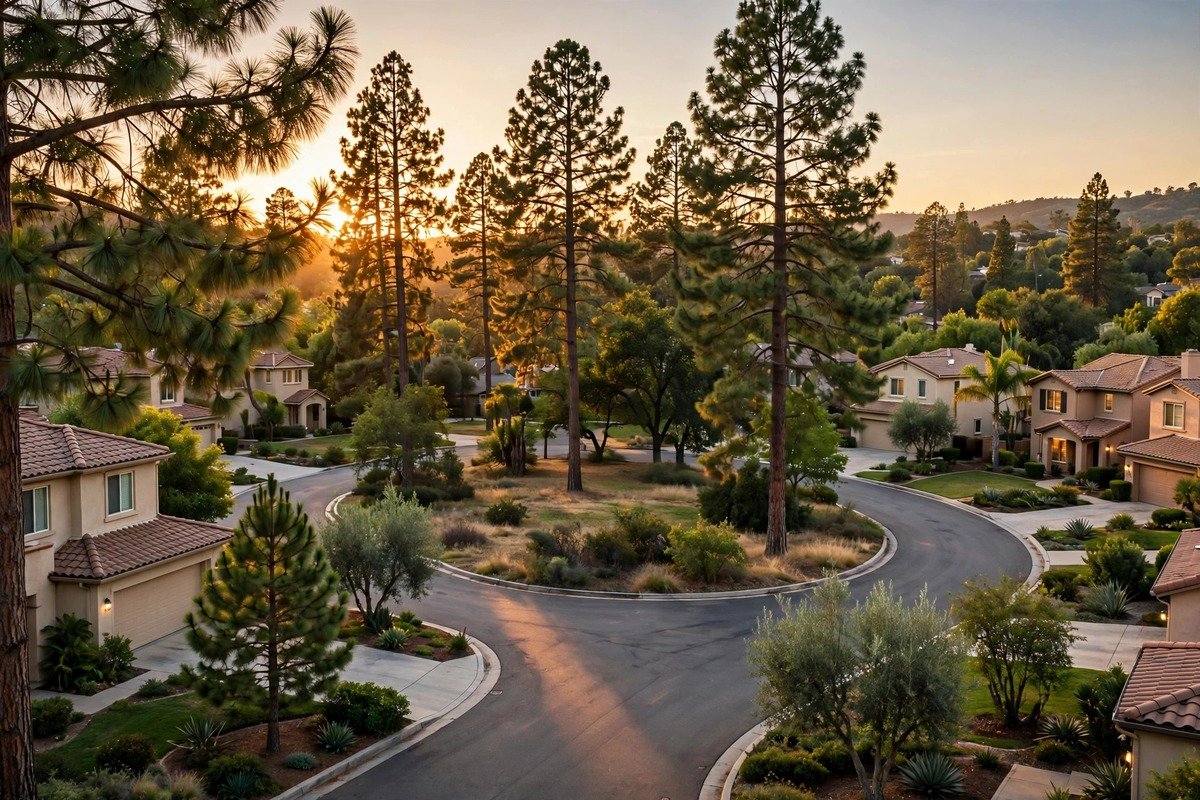 Skyline and neighborhoods of Lake Forest, California