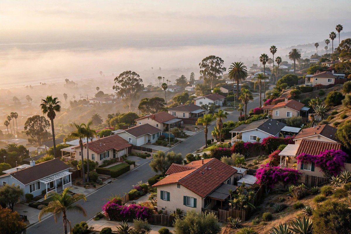 Skyline and neighborhoods of Lomita, California