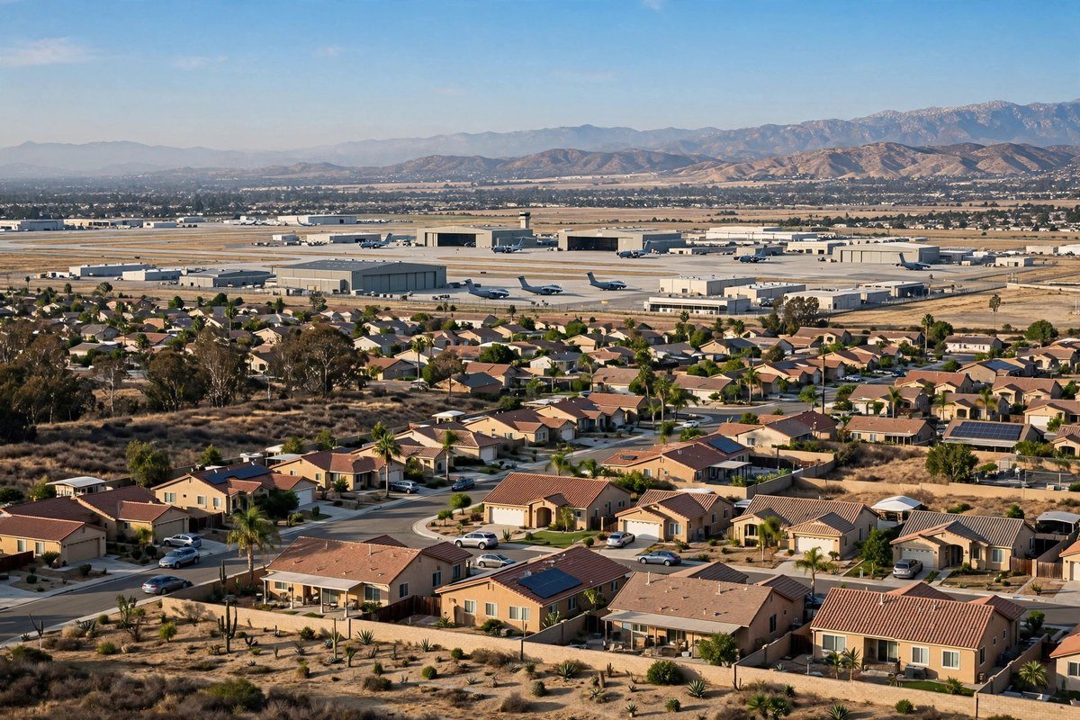 March Air Reserve Base California skyline, slab leak service area