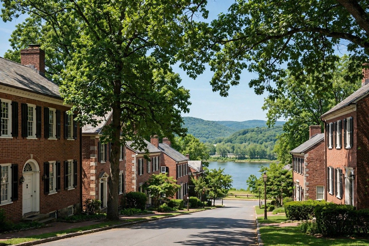 Skyline and neighborhoods of Marietta, Pennsylvania