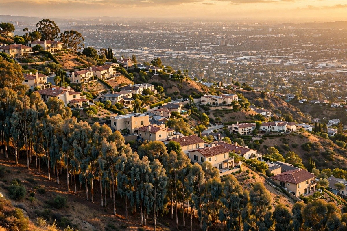Skyline and neighborhoods of Montebello, California