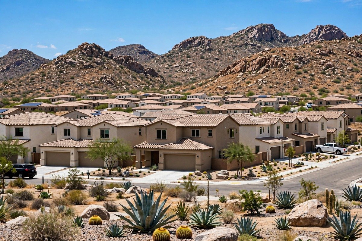 Skyline and neighborhoods of Moreno Valley, California