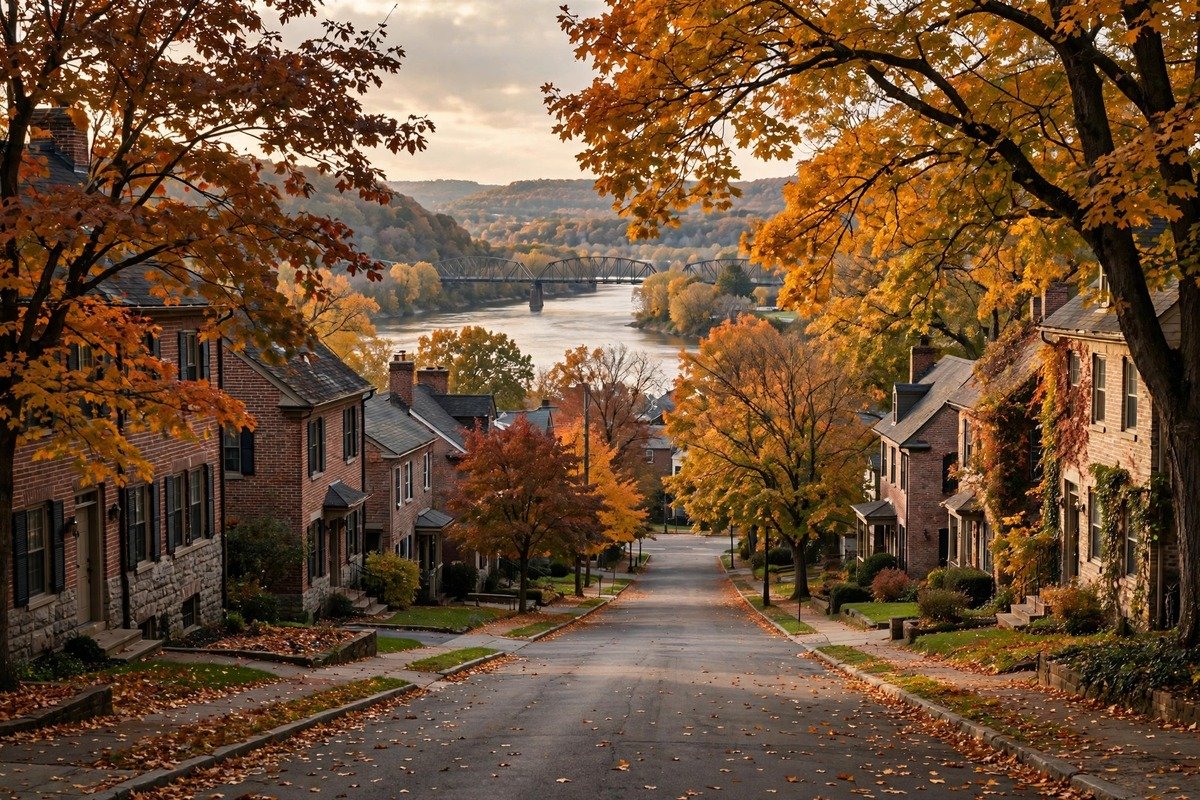 Skyline and neighborhoods of New Cumberland, Pennsylvania