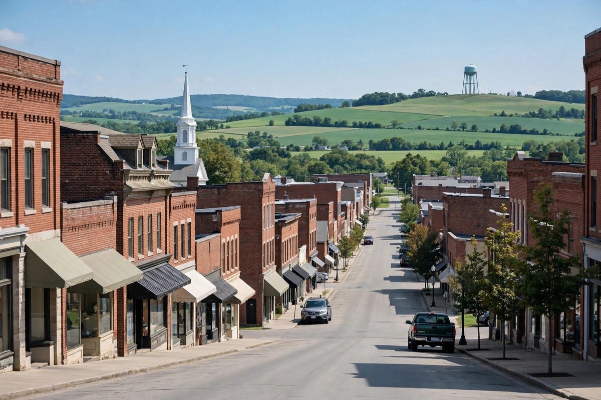 Skyline and neighborhoods of New Holland, Pennsylvania