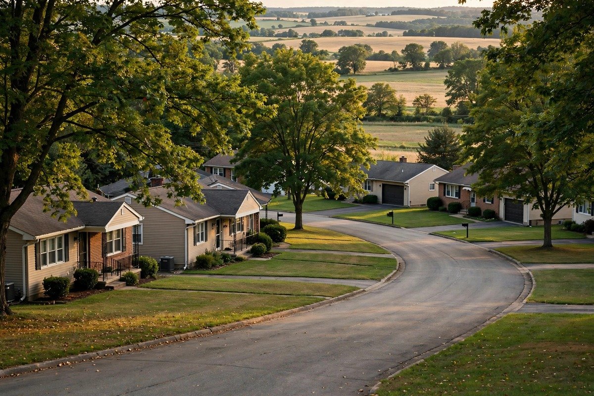 Skyline and neighborhoods of New Kingstown, Pennsylvania