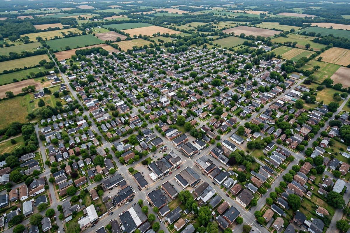 Skyline and neighborhoods of New Oxford, Pennsylvania