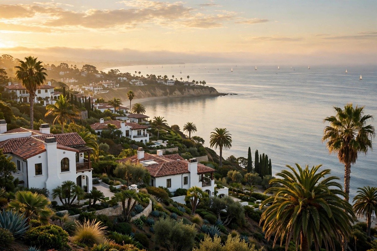 Skyline and neighborhoods of Newport Beach, California