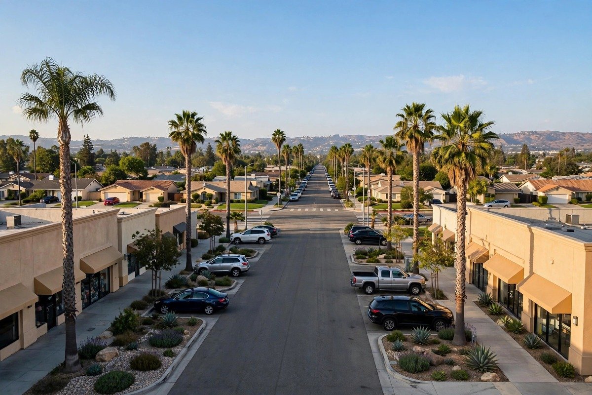 Skyline and neighborhoods of Norwalk, California