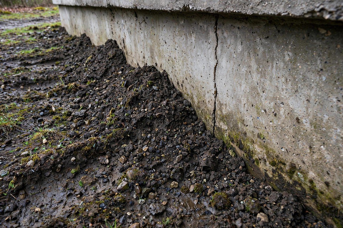 Foundation crack caused by shifting soil under the slab