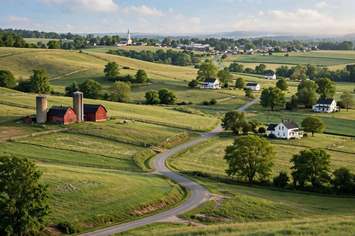 Skyline and neighborhoods of Paradise, Pennsylvania