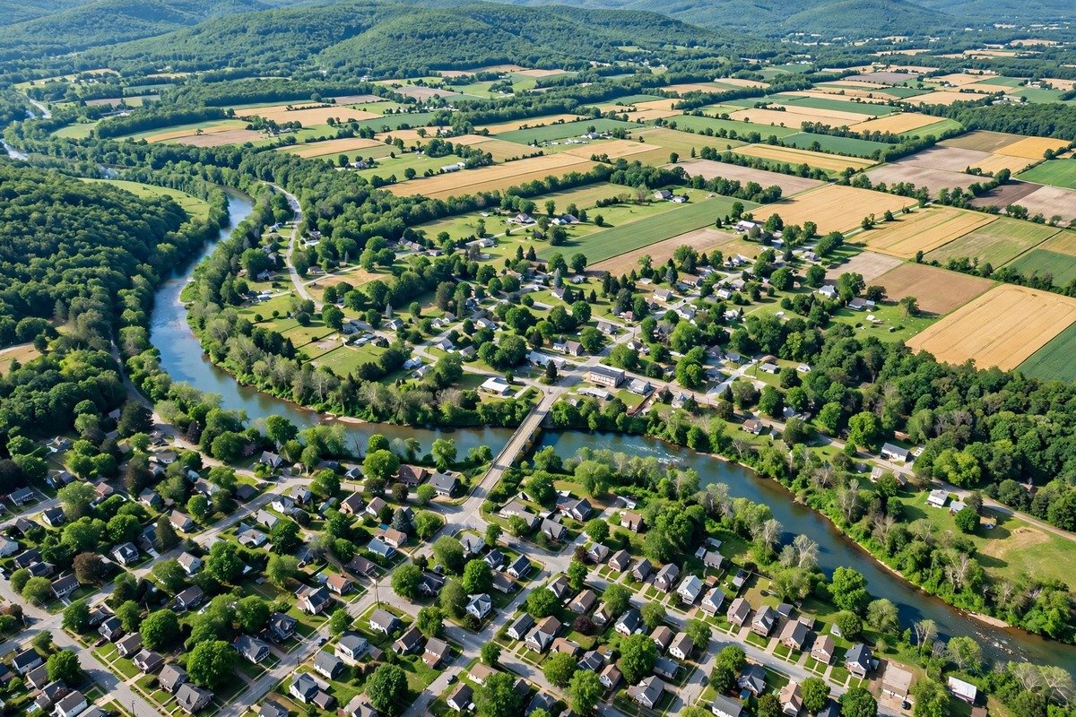 Skyline and neighborhoods of Peach Bottom, Pennsylvania