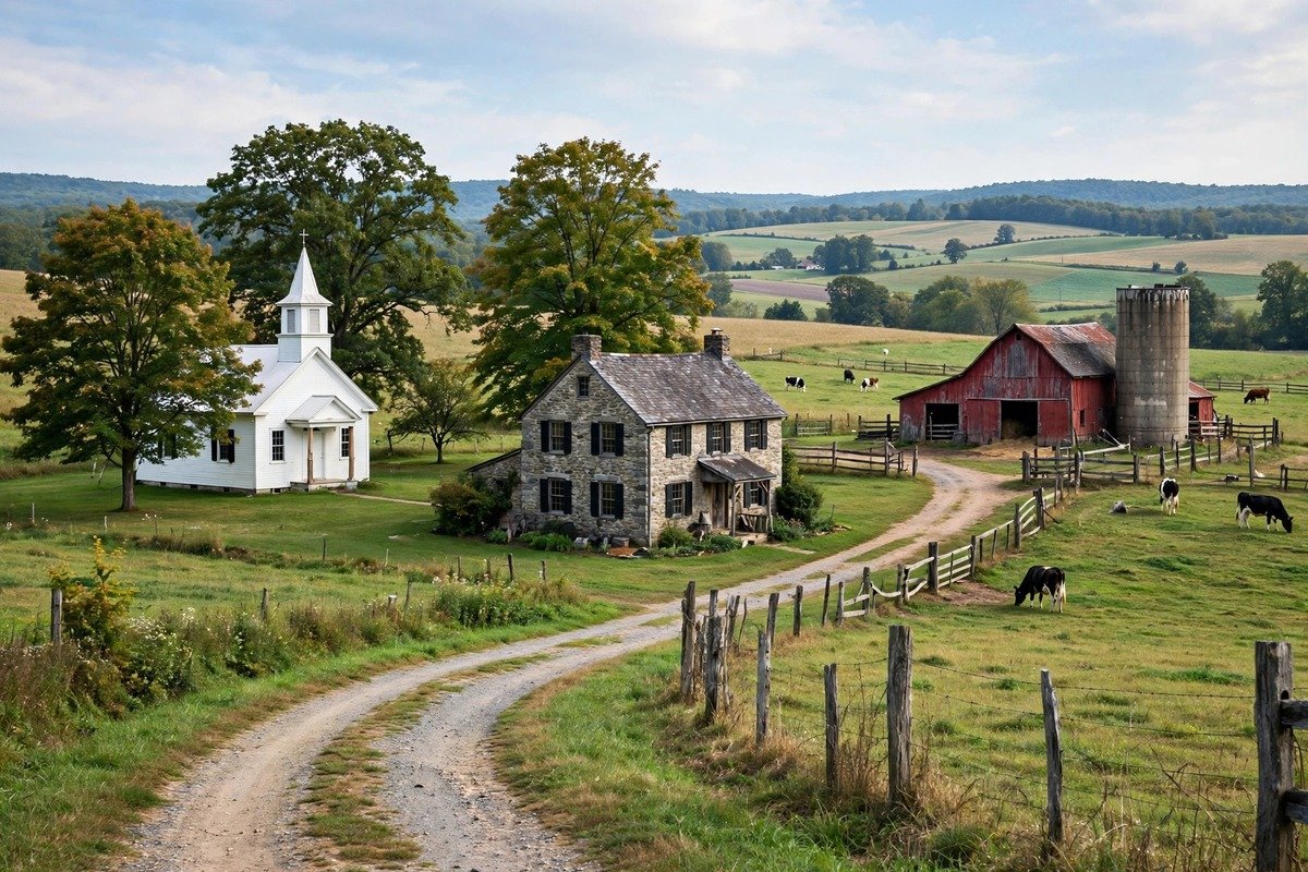 Skyline and neighborhoods of Penryn, Pennsylvania