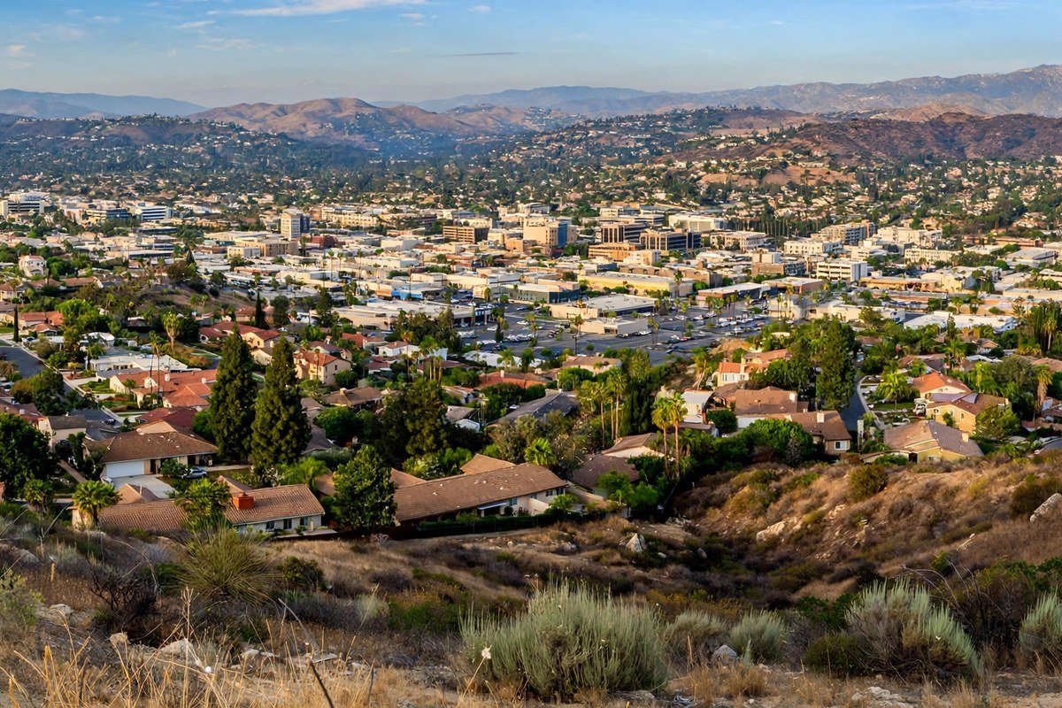 Pinon Hills city skyline, slab leak service area