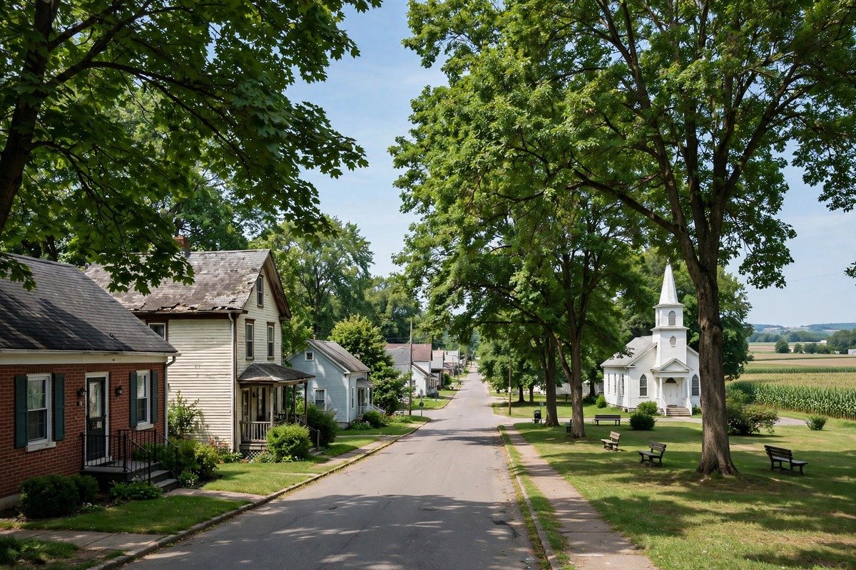 Skyline and neighborhoods of Quentin, Pennsylvania