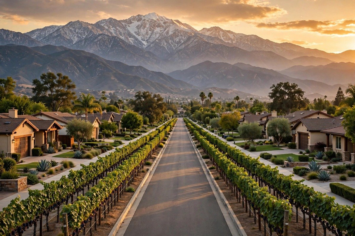 Skyline and neighborhoods of Rancho Cucamonga, California