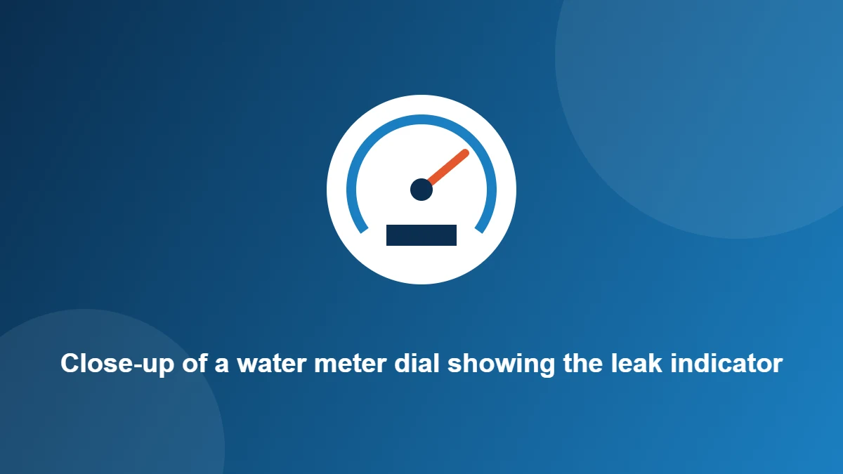 Illustration: Close-up of a water meter dial showing the leak indicator