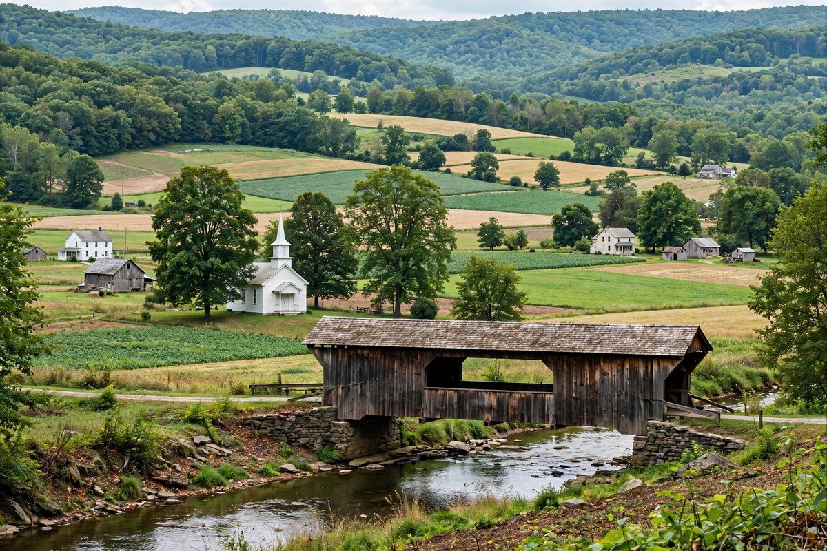 Skyline and neighborhoods of Refton, Pennsylvania