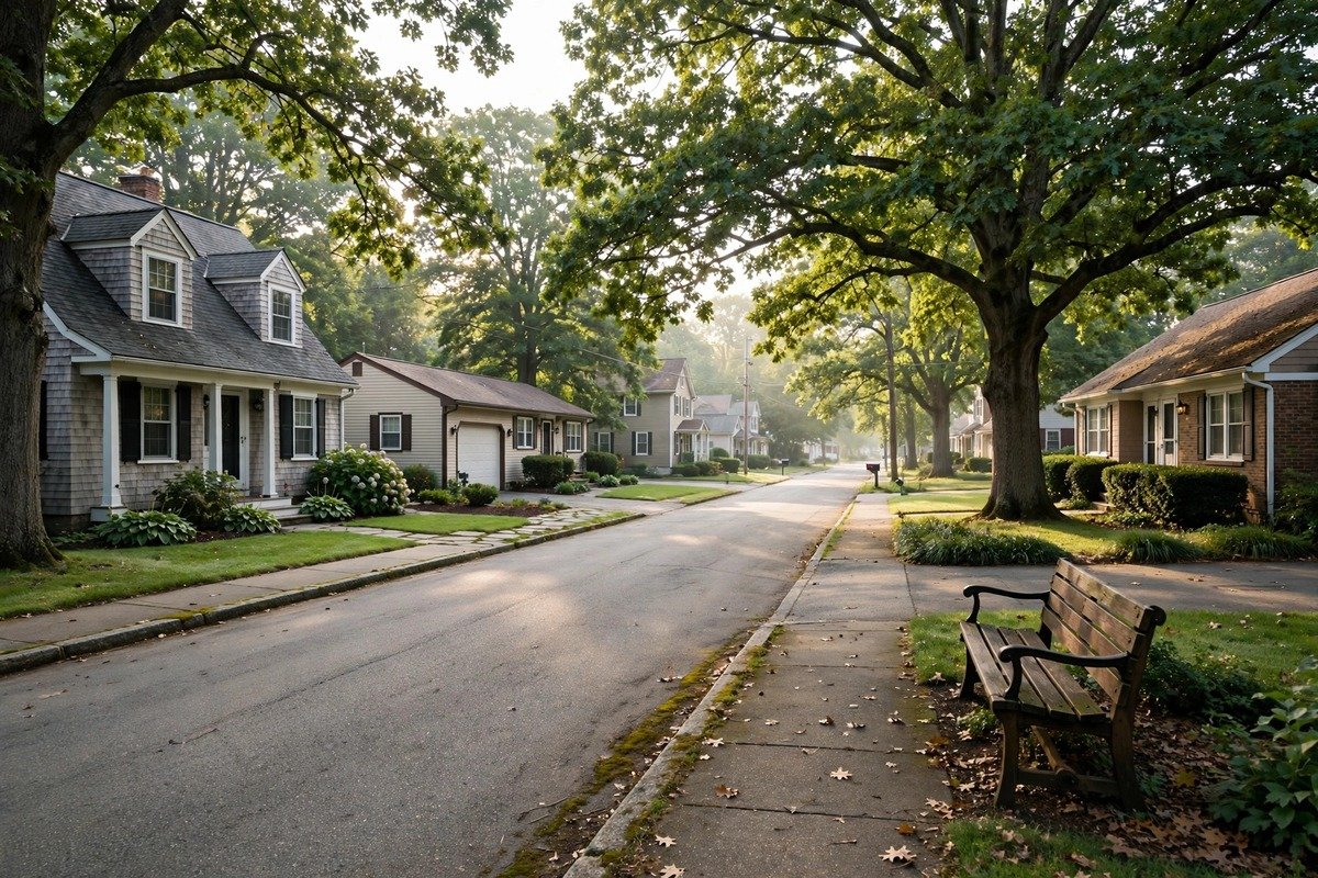 Skyline and neighborhoods of Reinholds, Pennsylvania